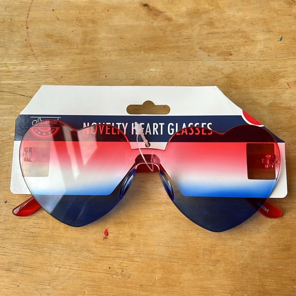 Novelty Heart Glasses - Red and Blue
